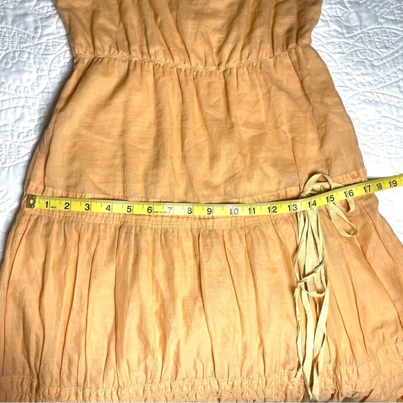 Theory Tiered Ruffle Empire Waist Cotton & Silk Midi Size S Light Apricot - Picture 11 of 15